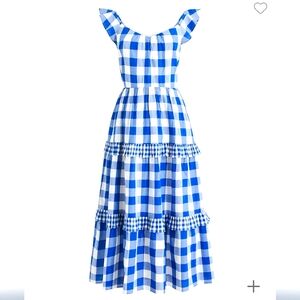 J.Crew Factory Flutter-Sleeve Ruffle-Tiered Midi Dress Gingham SIZE XXL NWT